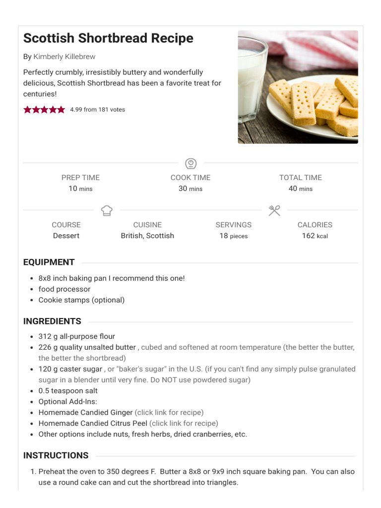 Scottish Shortbread Recipe - The Daring Gourmet | PDF | Baking | Sugar