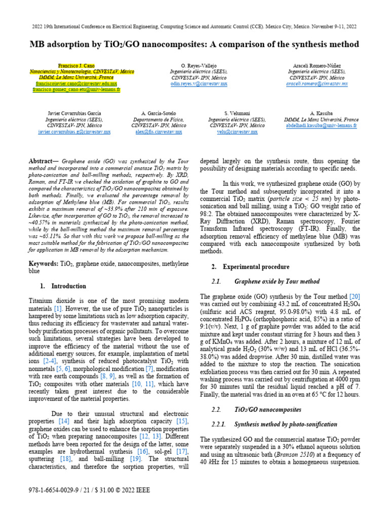 2022-CCE-TiO2-GO | PDF | Titanium Dioxide | Nanocomposite