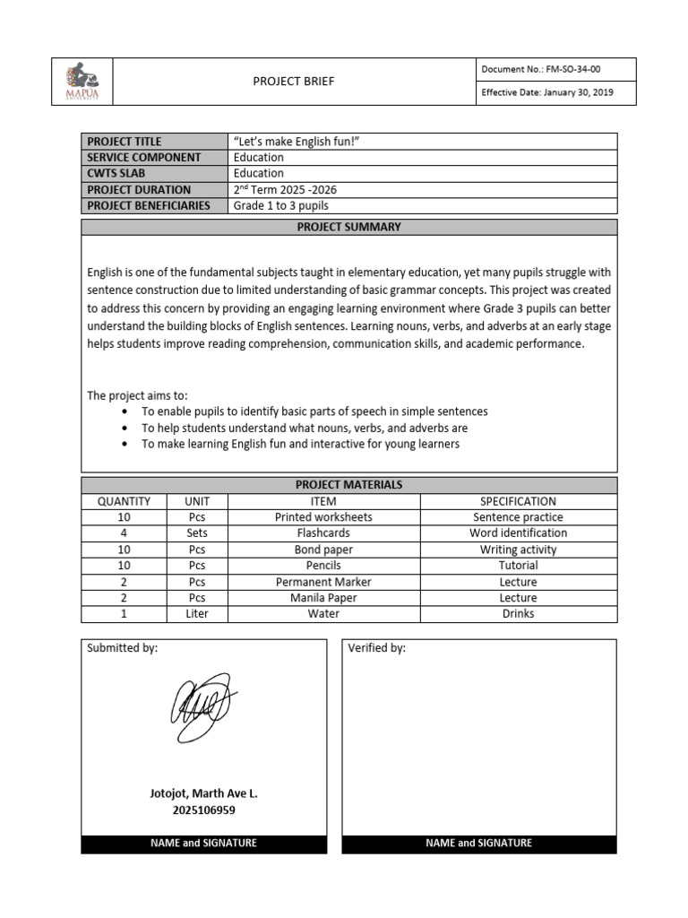 Project Brief - JOTOJOT | PDF