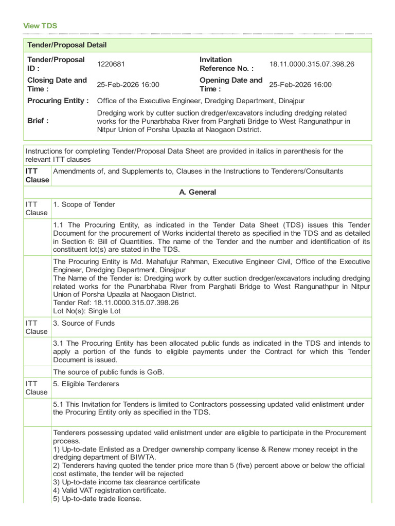 Tender Data Sheet 1220681 | PDF | Value Added Tax | Taxes