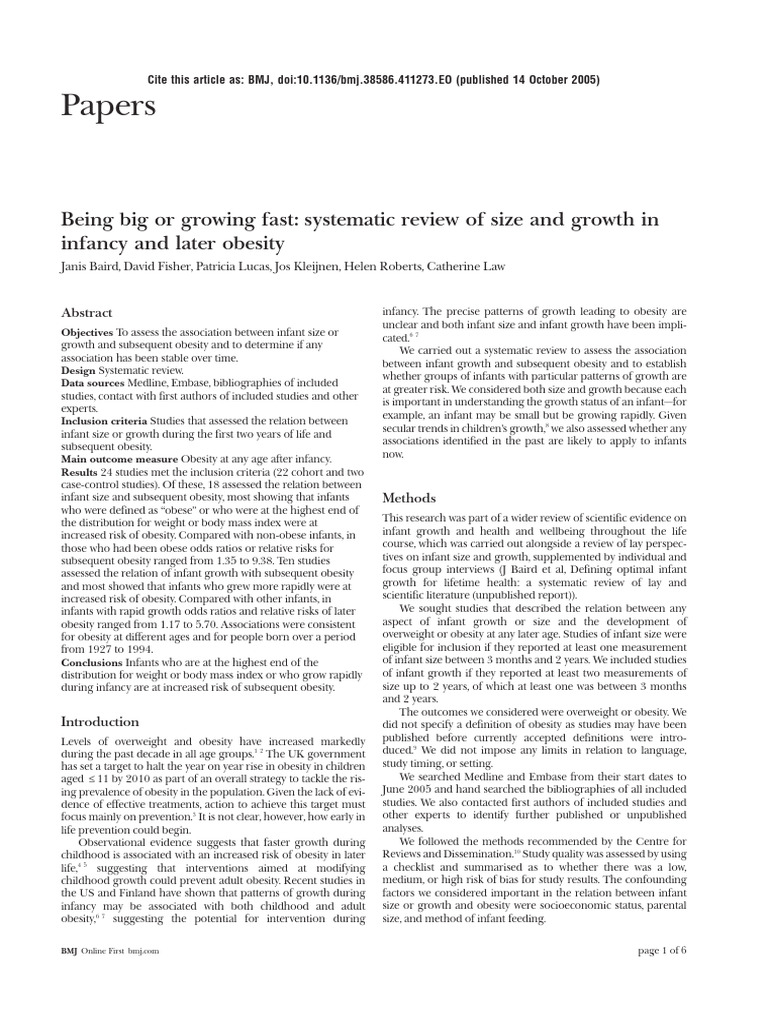 Being Big or Growing Fast Systematic Review of Size and Growth in | PDF