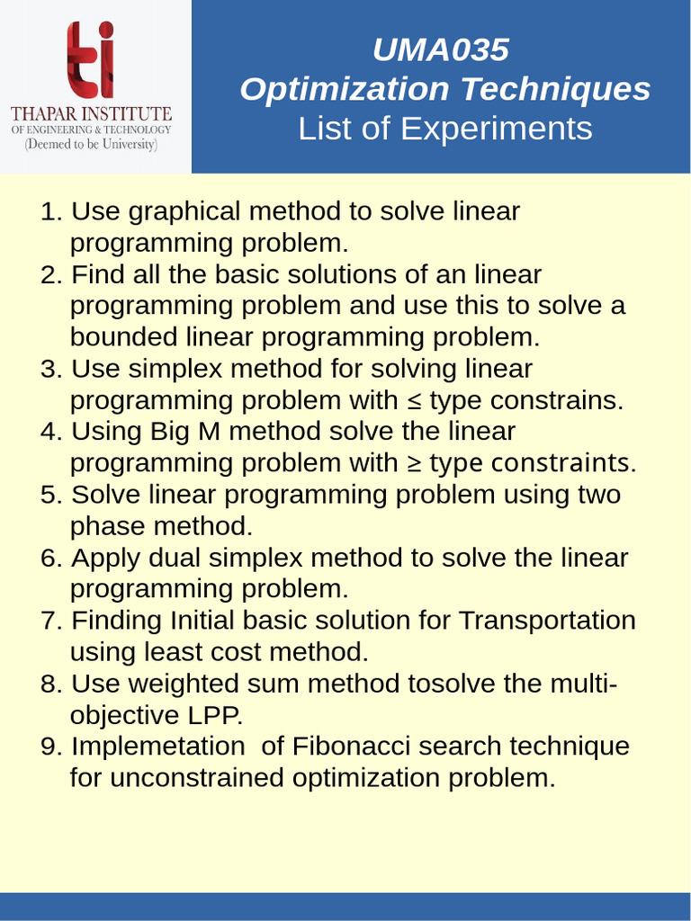 List of Lab Experiments | PDF