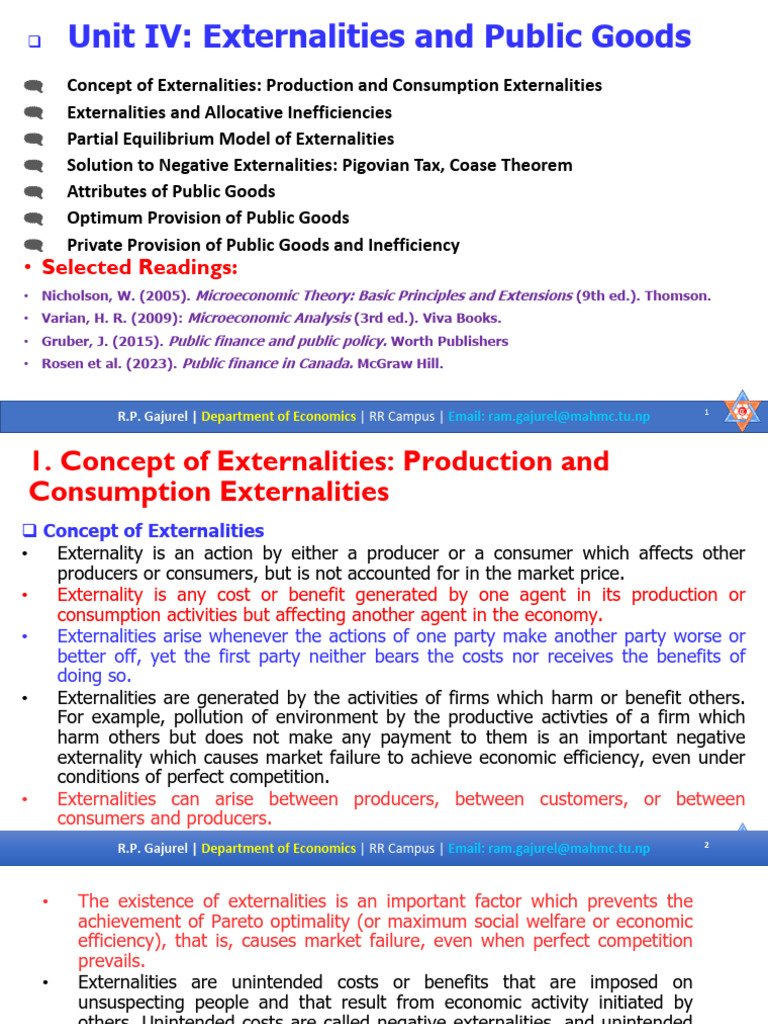 Unit 4 Externalities and Public Goods | PDF | Externality | Public Good