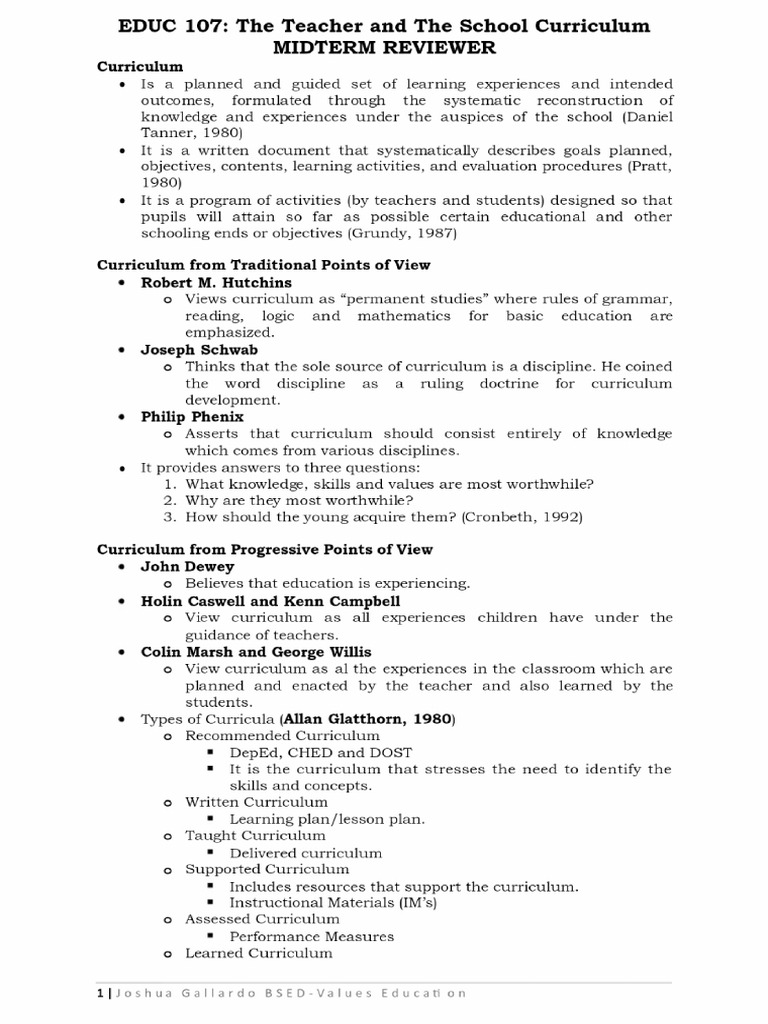Prof Ed 9 Study Handout | PDF