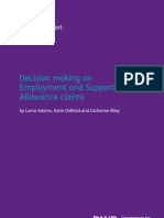 “​Decision making on Employment and Support Allowance claims”​ (Research Report No 788)