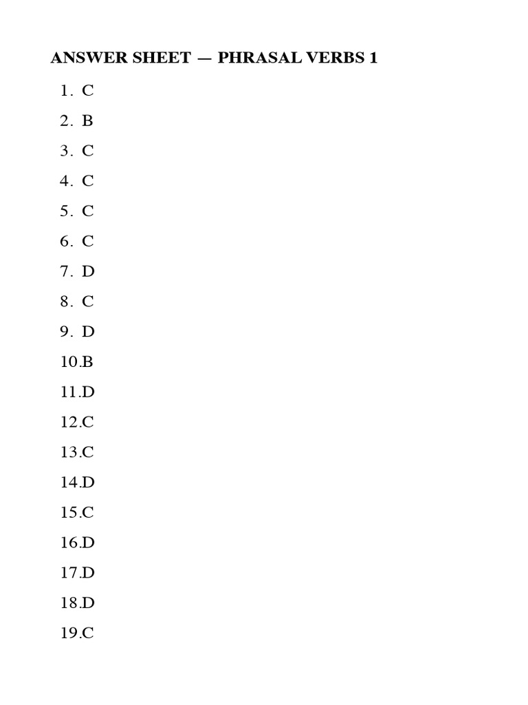 Answers Phrasal Verbs - English | PDF
