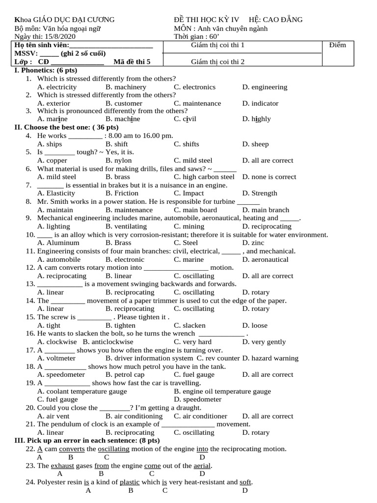 Final Test Cdoto 18 Key Resit | PDF | Steel | Machines