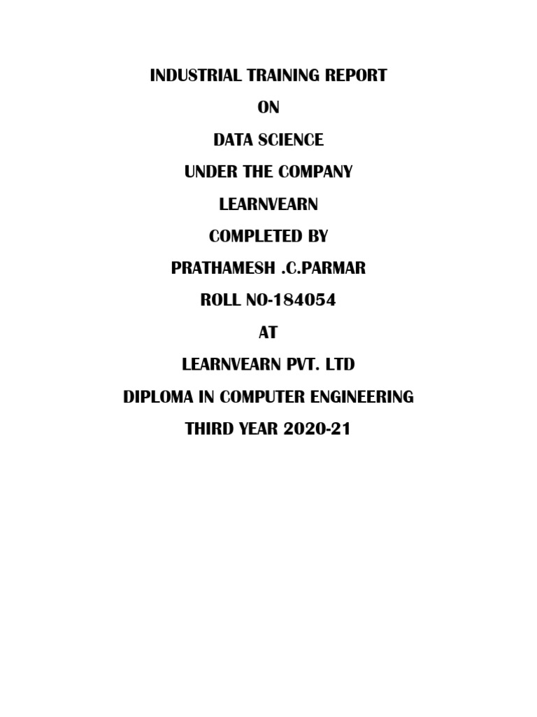 Industrial Training Report | PDF | Analytics | Data Science