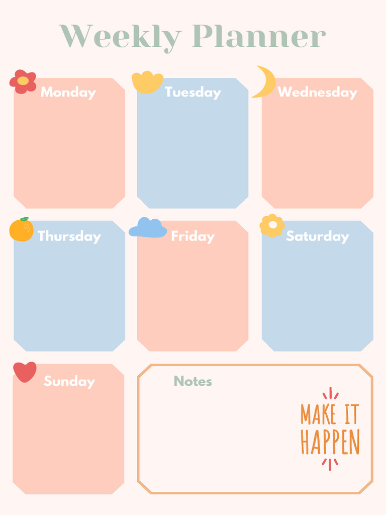 Weekly Planner Template | PDF