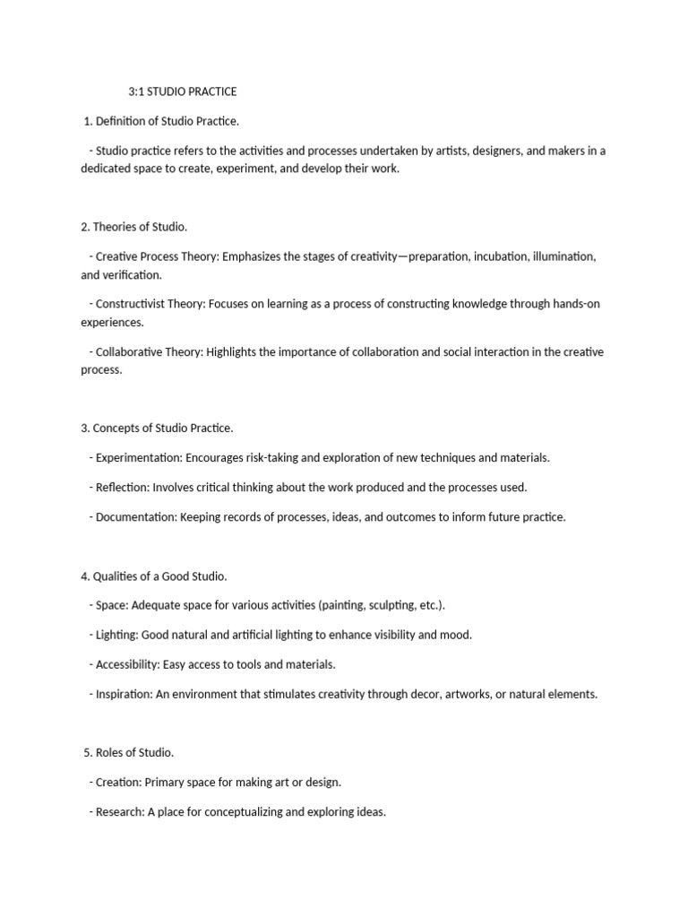3.1 Studio Practice | PDF
