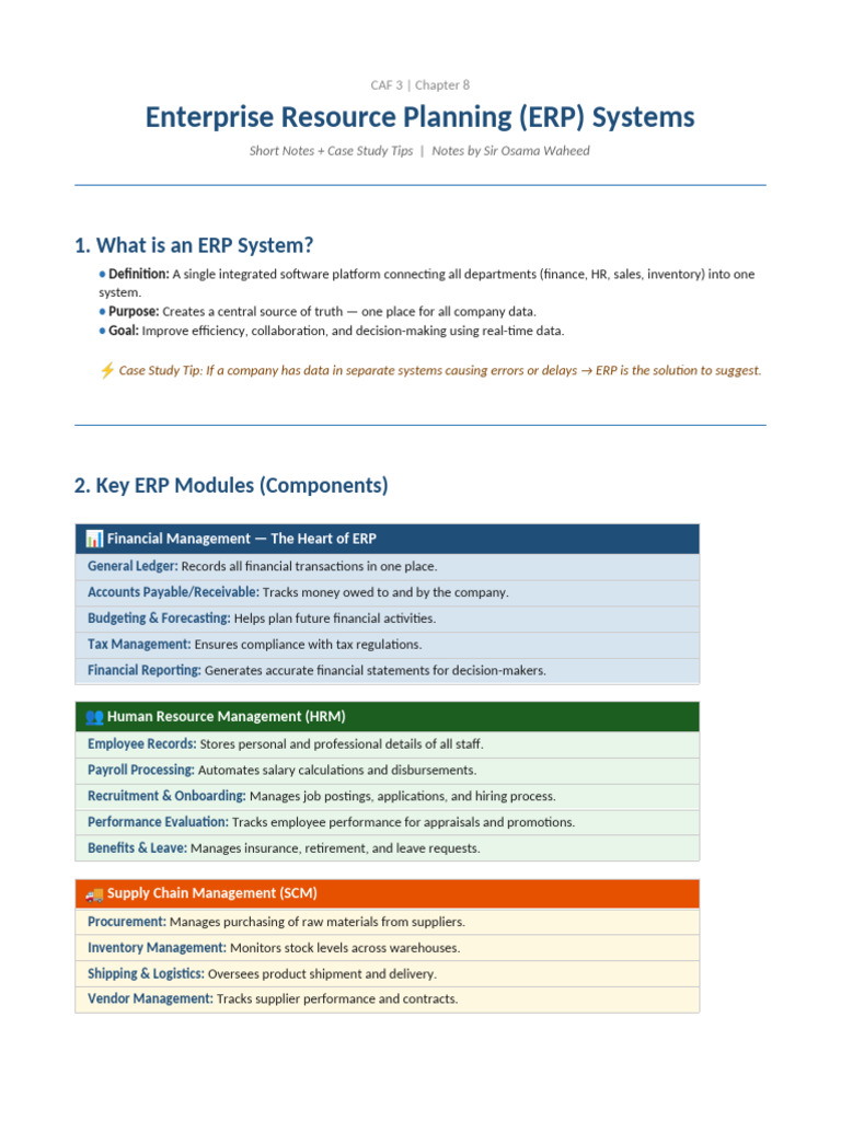 CH8 ERP Short Notes | PDF