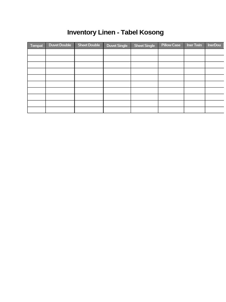 Inventory Linen Blank | PDF