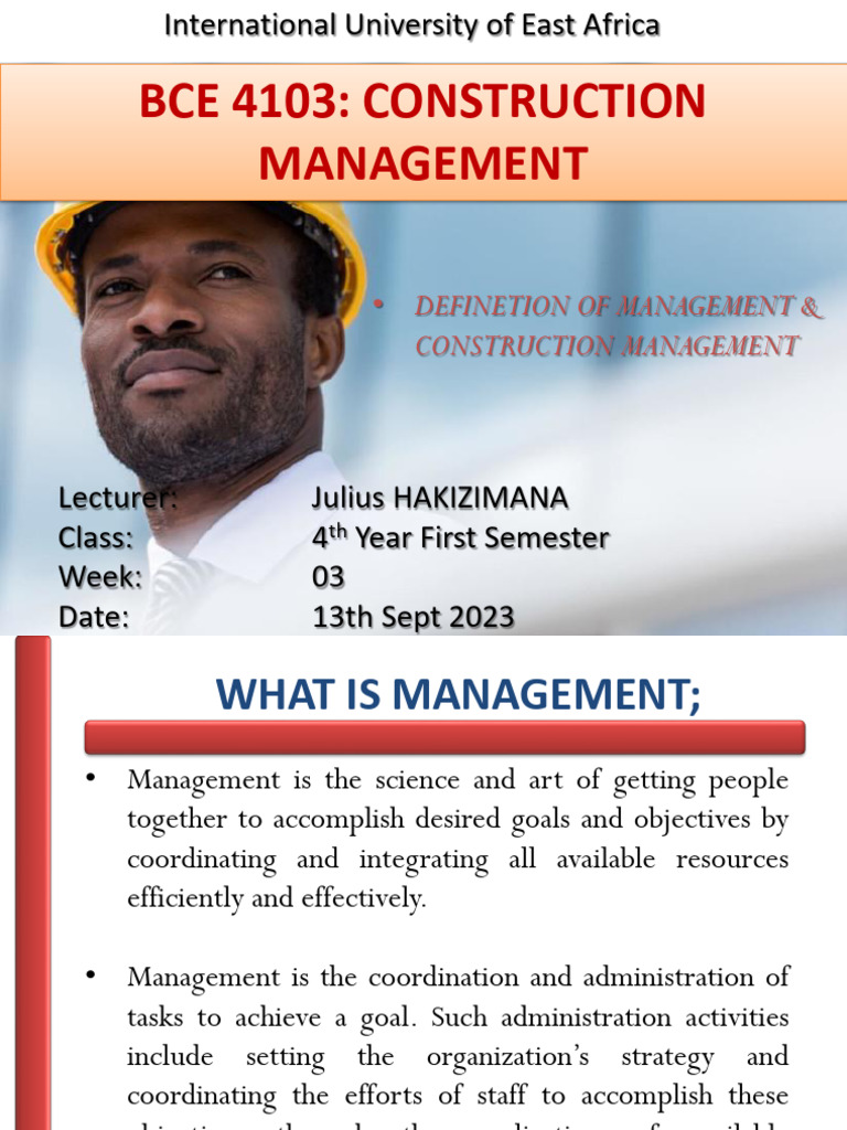 Week 03 - INTRODUCTION TO MANAGEMENT CONSTRUCTION MANAGEMENT | PDF ...