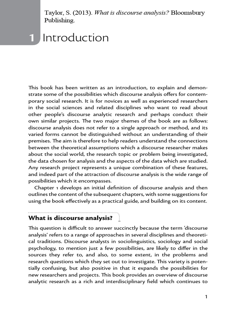Taylor - 2013 - What Is Discourse Analysis | PDF | Linguistics | Analysis