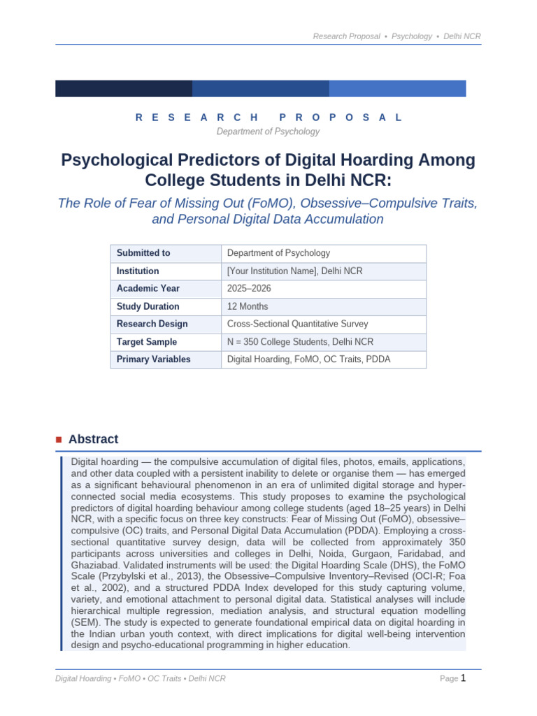 Research Proposal Digital Hoarding FoMO OC PDDA | PDF | Effect Size ...