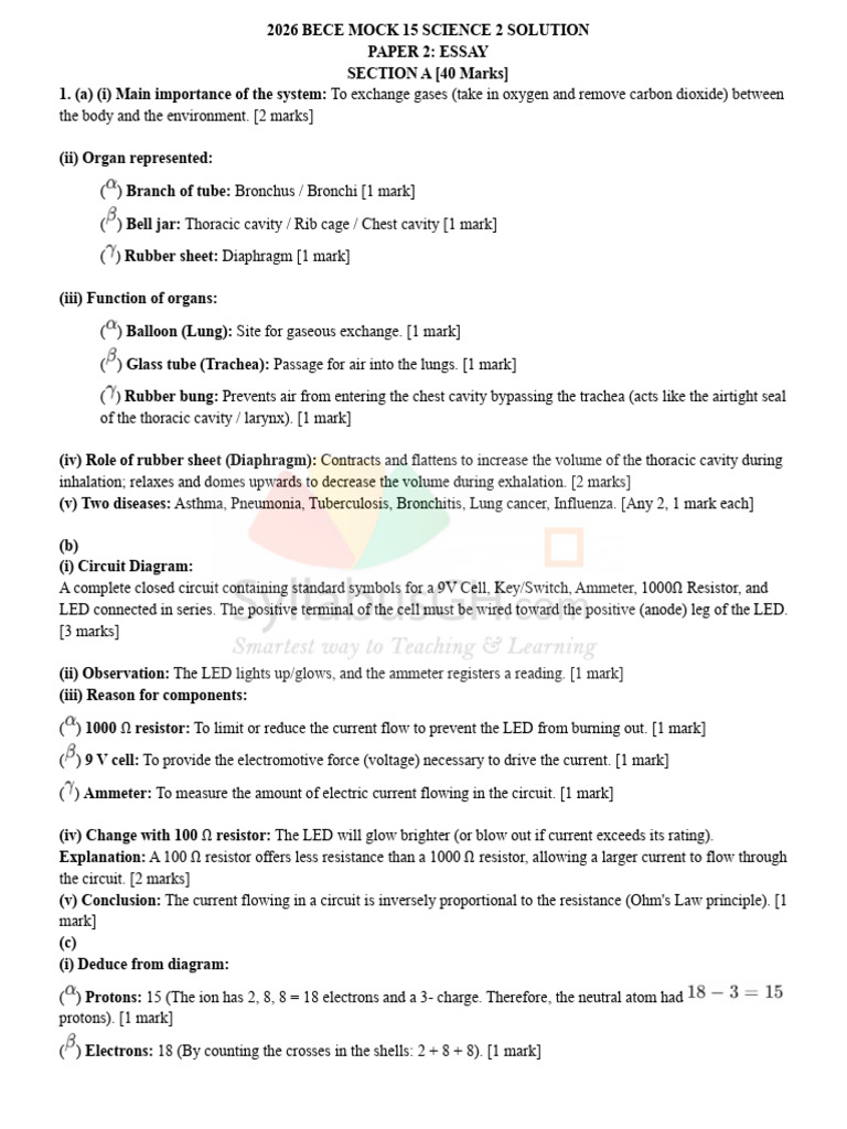 2026 Bece Mock 15 Science 2 Solution | PDF | Ion | Soil