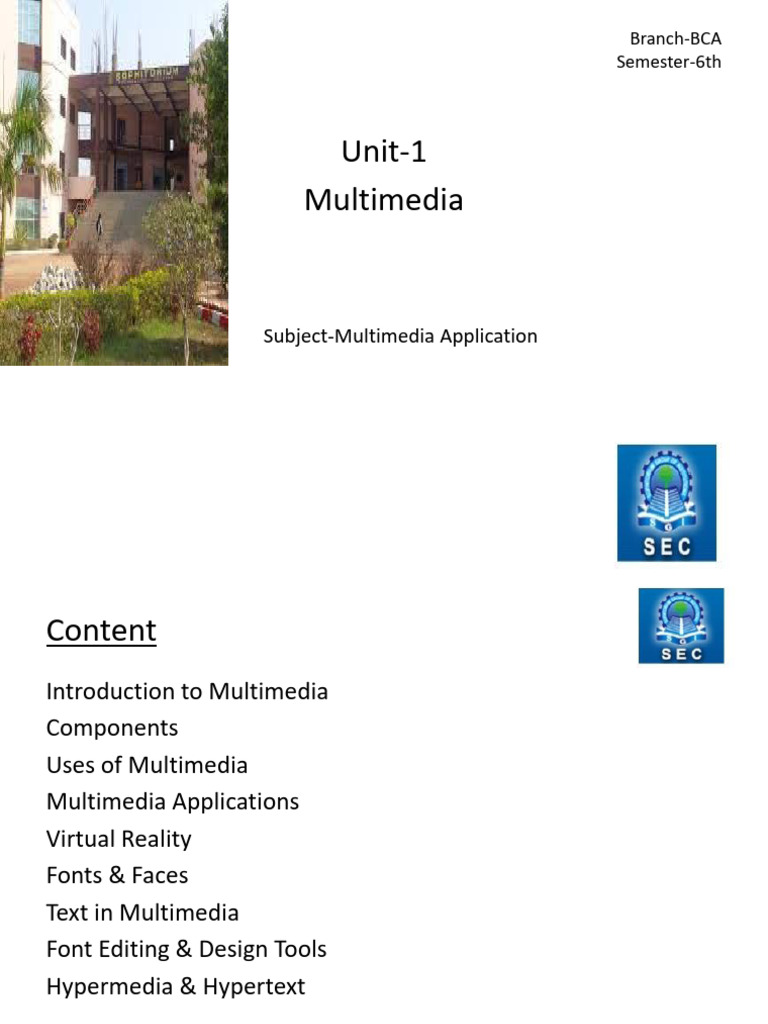 Multimedia Unit 1 | PDF