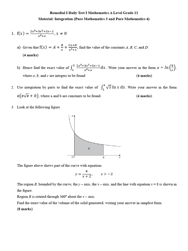 Remedial I Daily Test I Mathematics A Level Grade 12 Semester Genap ...