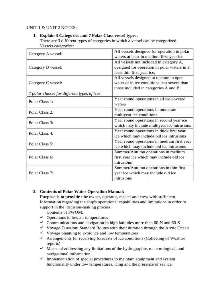 Polar Navigation - 2026 - Unit 1 and Unit 2 Notes.-1 | PDF | Sea Ice | Ice