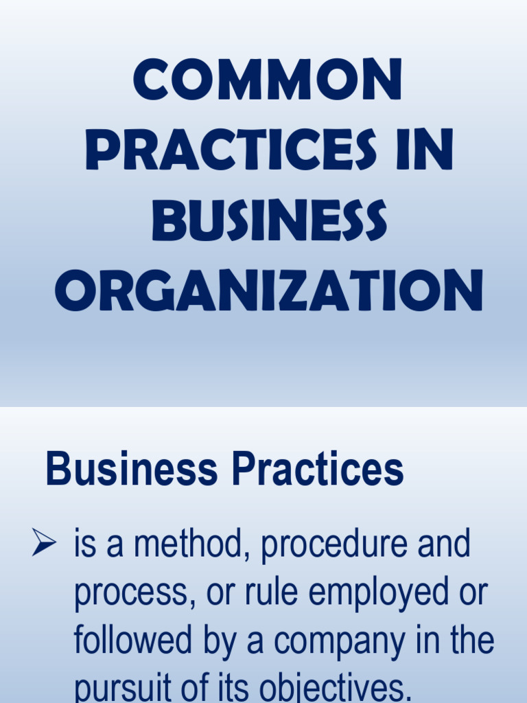 Lesson 1.5 Common Practices in Business Organization | PDF | Income ...