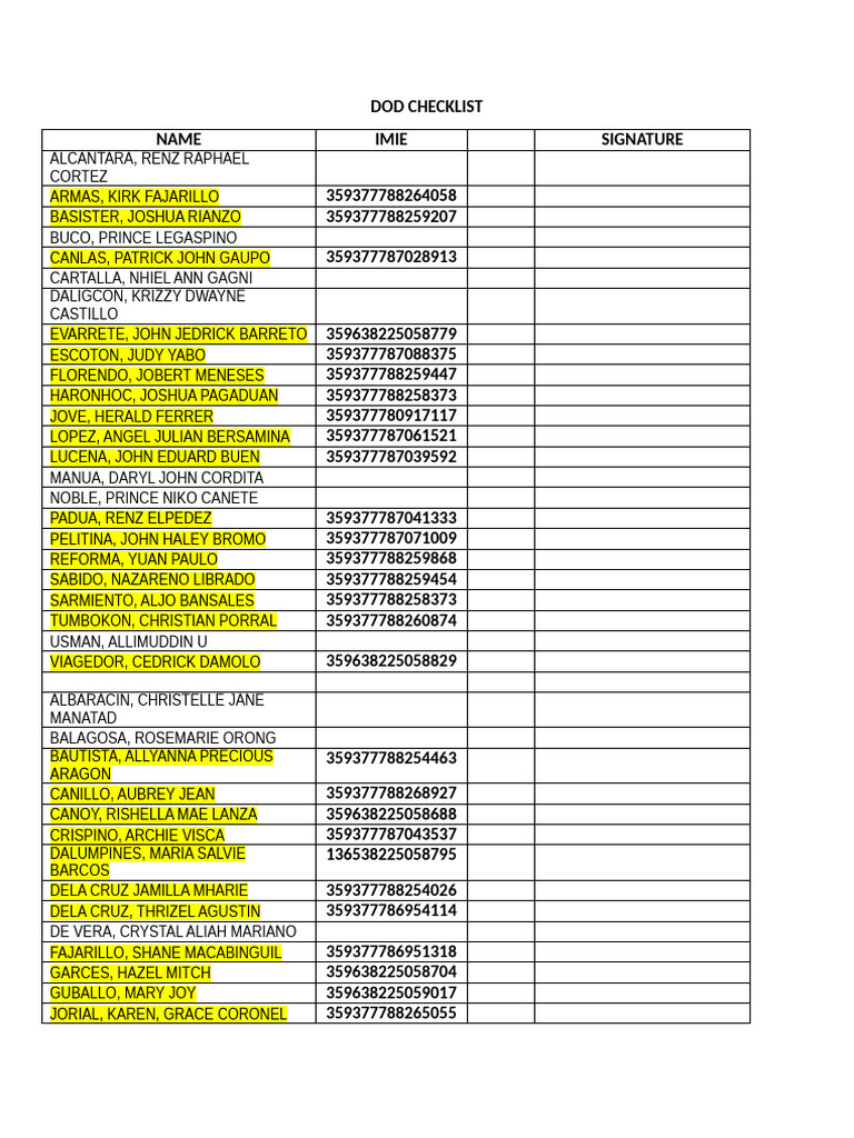 Dod Checklist 10 - Saulda | PDF