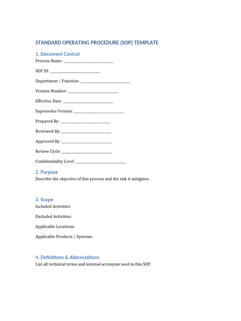 SOP Master Template | PDF