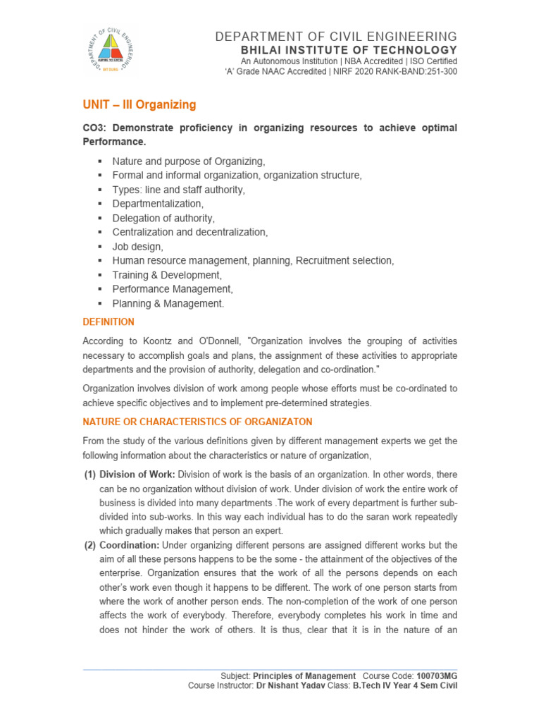 PoM Unit 3 | PDF