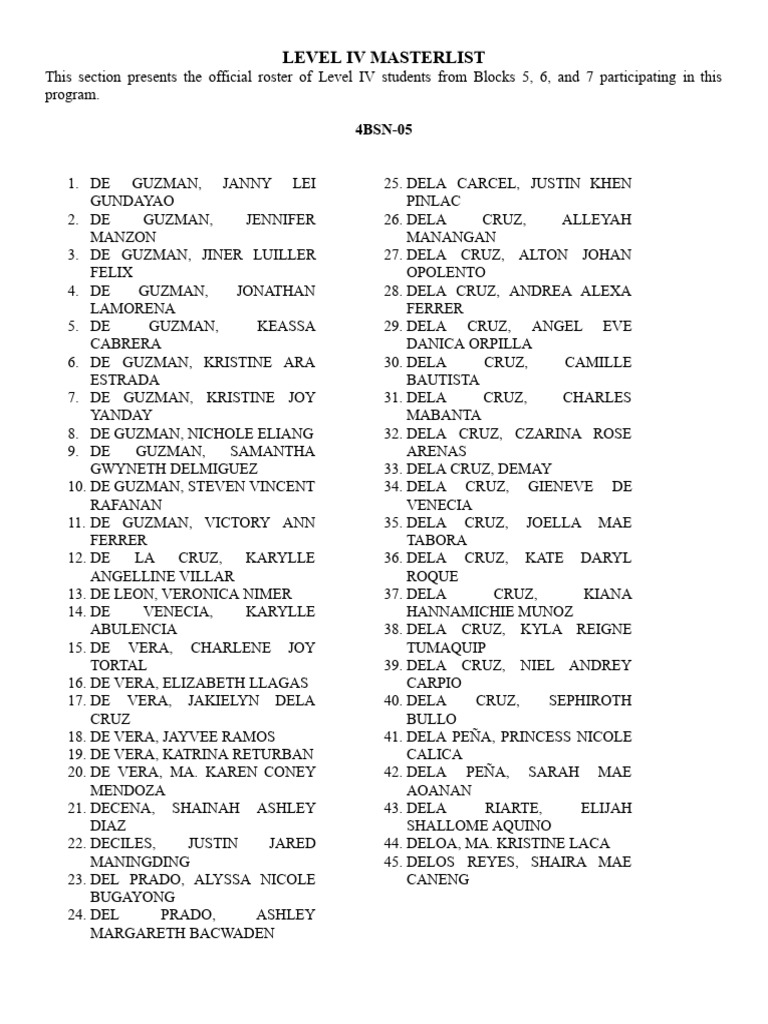 Master List | PDF