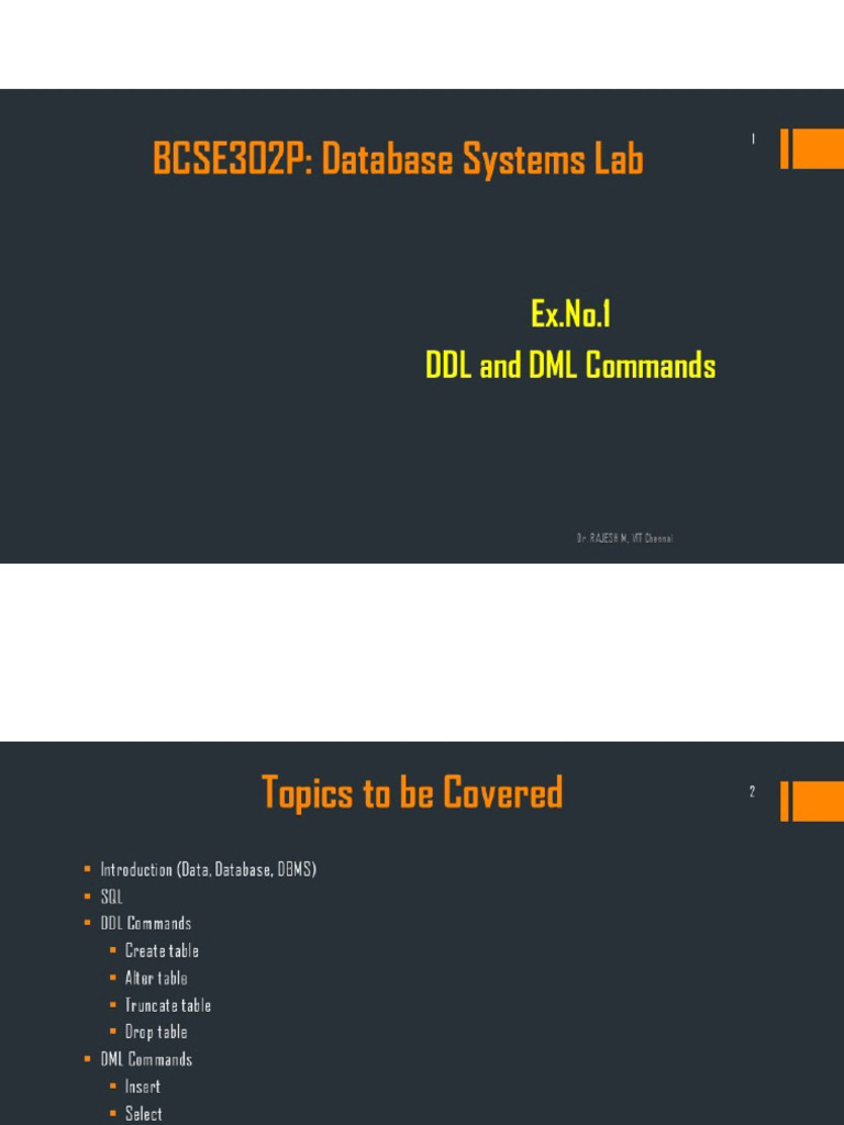 1 2 SQL Ddl Dml Commands Ref Ppts | PDF