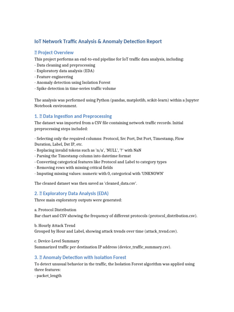 IoT Traffic Analysis Report | PDF | Comma Separated Values | Data Analysis
