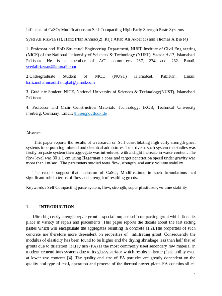 CaSO4 Modifications Paper | PDF | Cement | Concrete