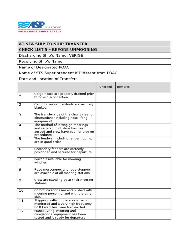 STS Check List 5 | PDF