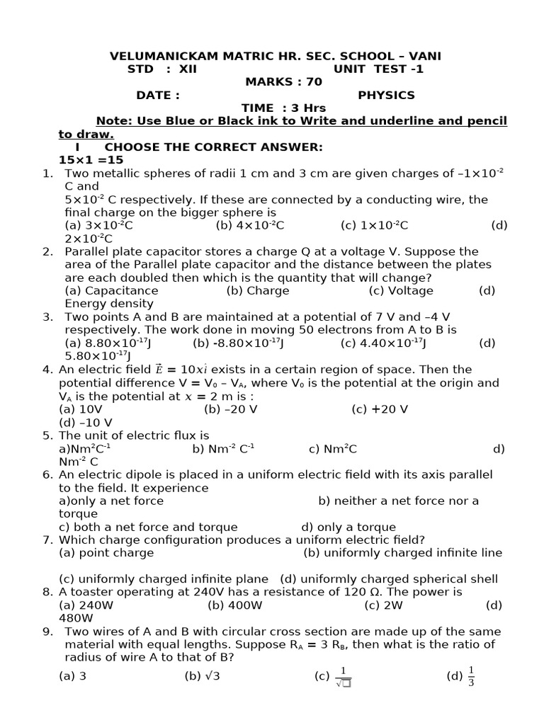 12th Physics Question Bank | PDF | Capacitor | Inductor