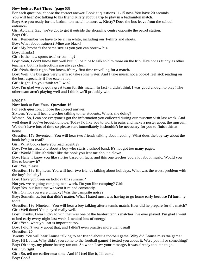 Tapescript A2 Quyen 2 Test 3 4 | PDF