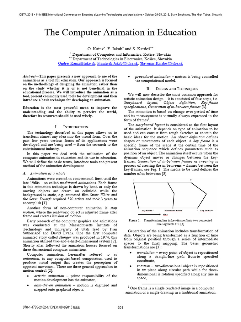 The Computer Animation in Education | PDF | 3 D Computer Graphics ...