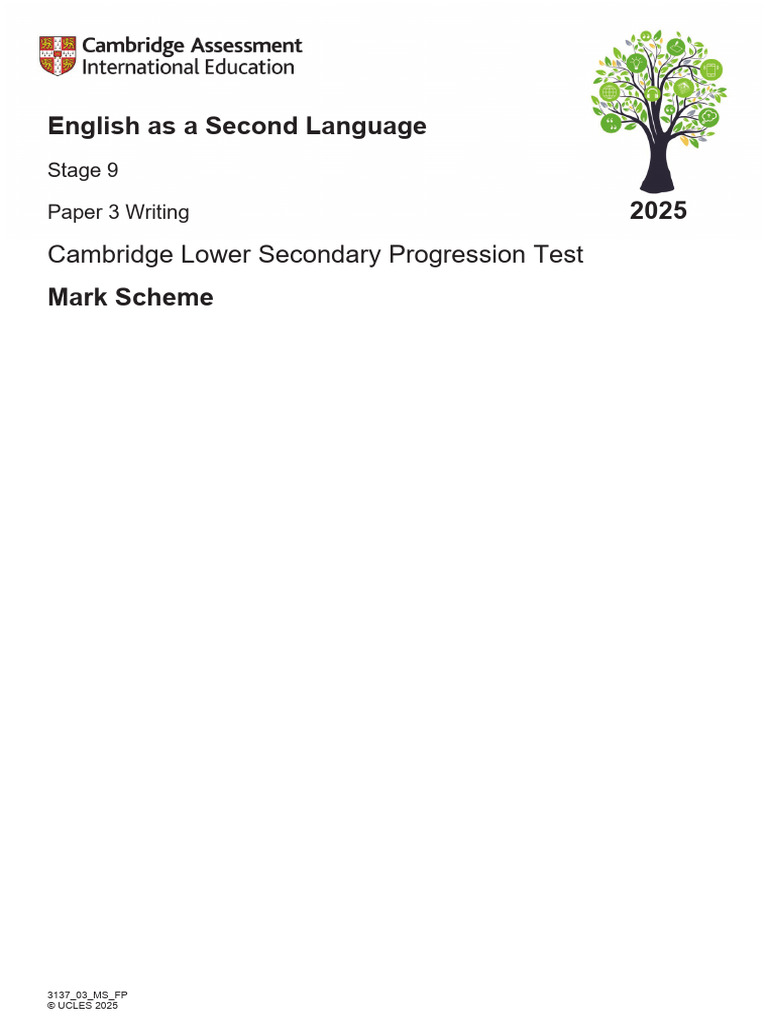 Progression Test Stage 9 English 2nd 2025 P3 Ms | PDF | English As A ...