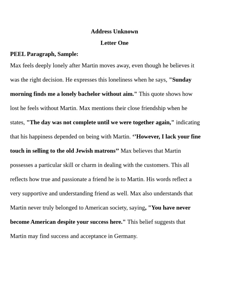 Address Unknown PEEL Letter 1 Sample | PDF
