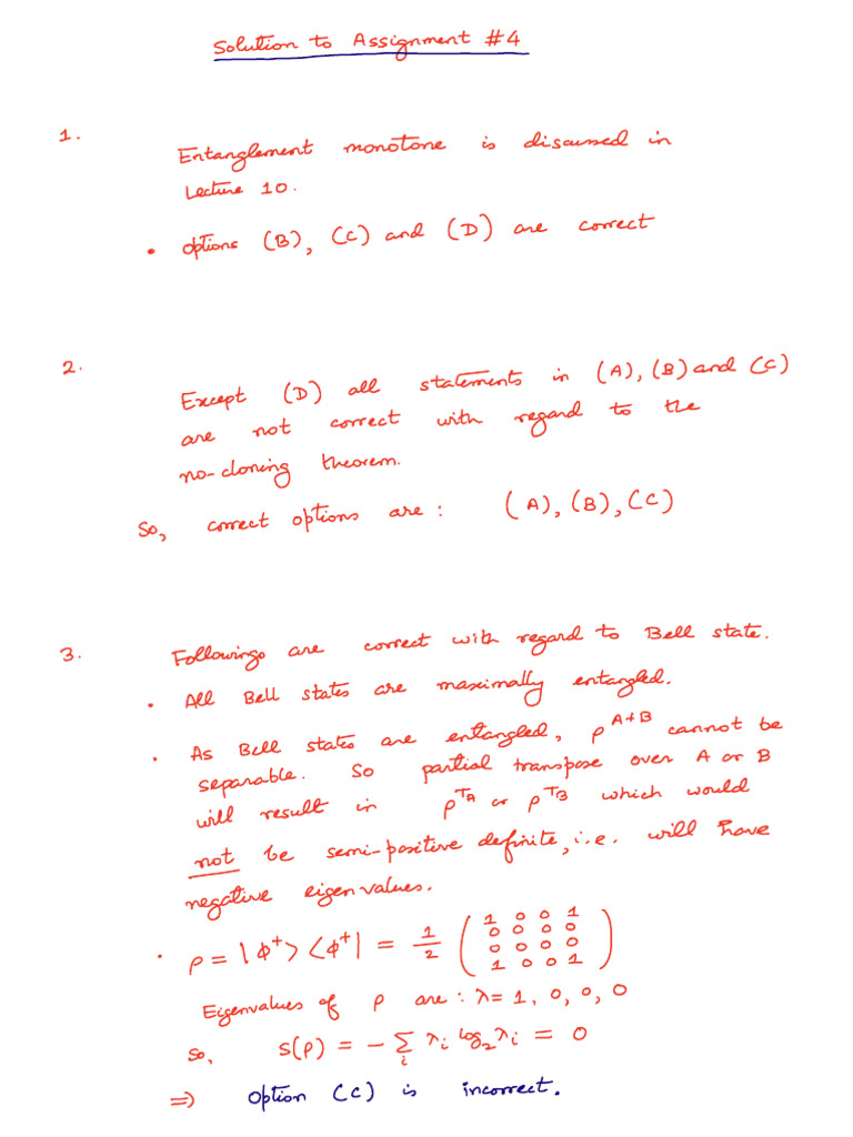 Solution To Assignment 4 | PDF | Theoretical Physics | Linear Algebra