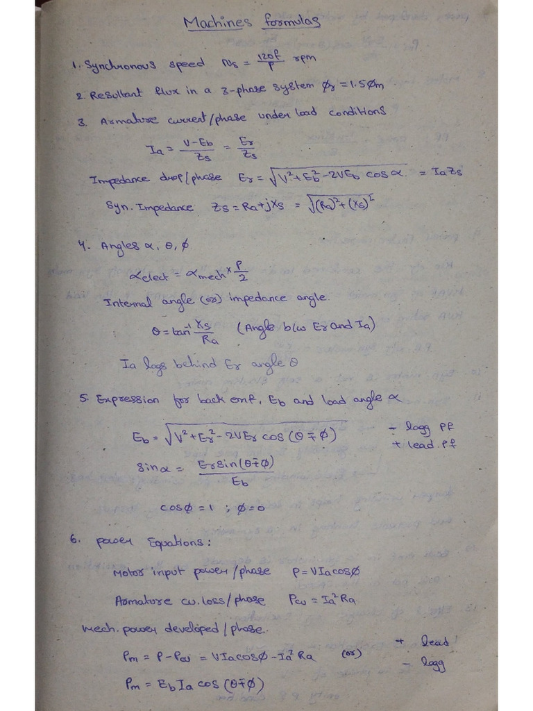 Machines Formulas | PDF