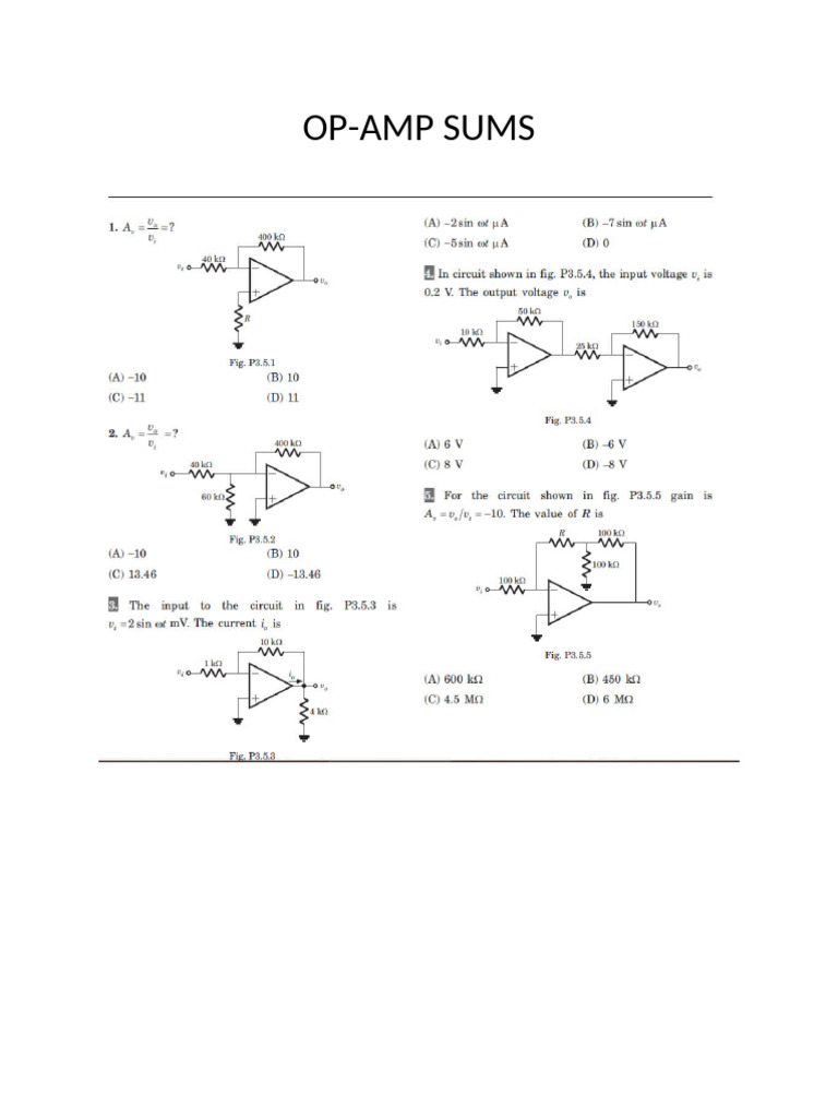 Op Amp Sums 2026 | PDF