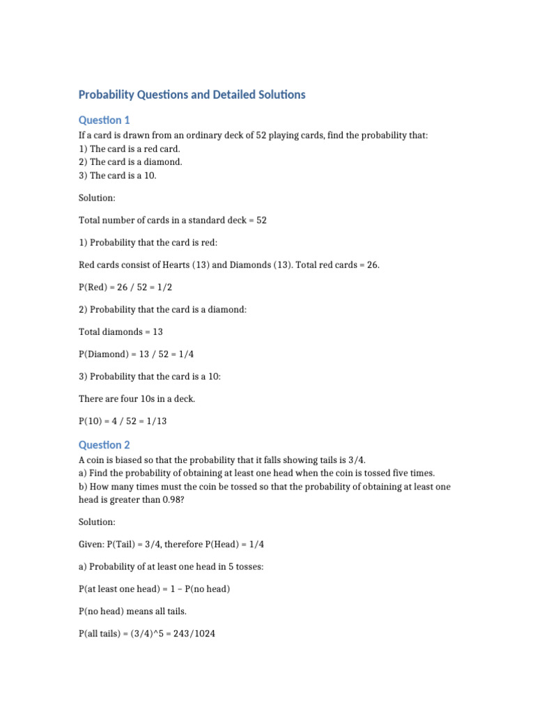 Probability Solutions | PDF