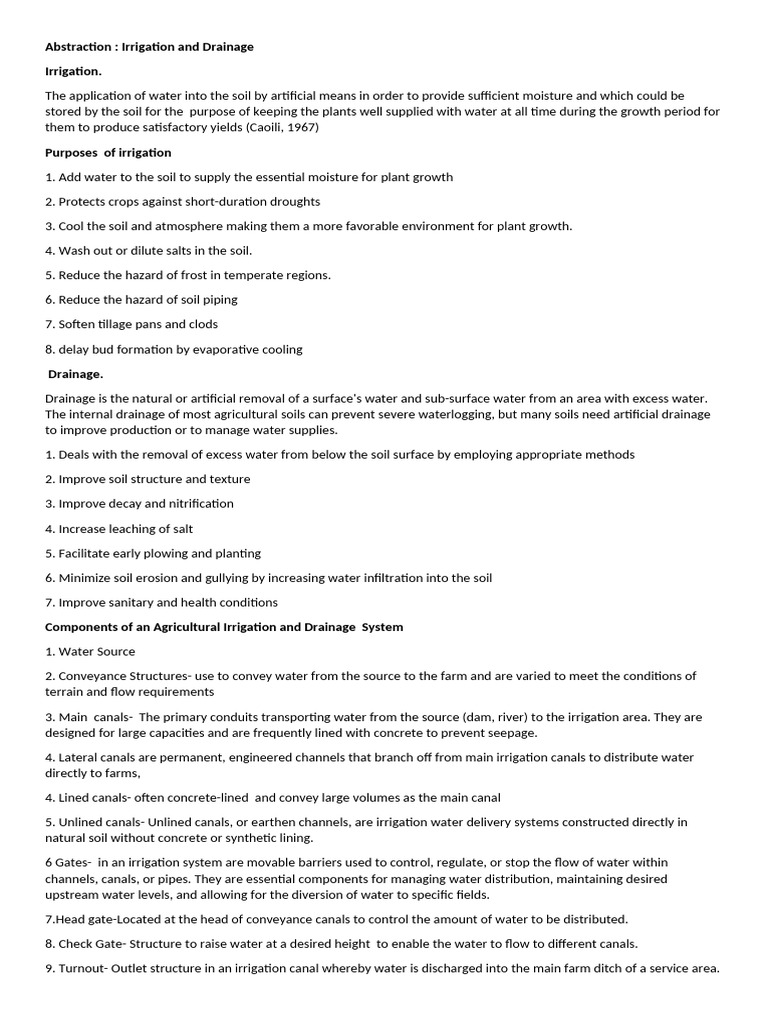 Irrigation and Drainage System | PDF | Irrigation | Soil