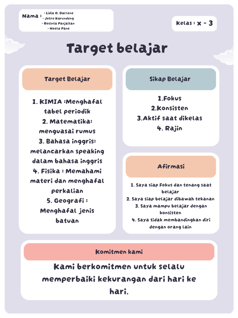 Lembar Kerja Target Mingguan Ungu Dan Putih Lucu Sederhana - 20260207 ...