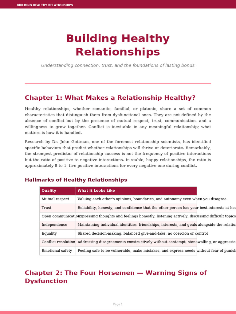17 Building Healthy Relationships | PDF | Behavioural Sciences | Social ...