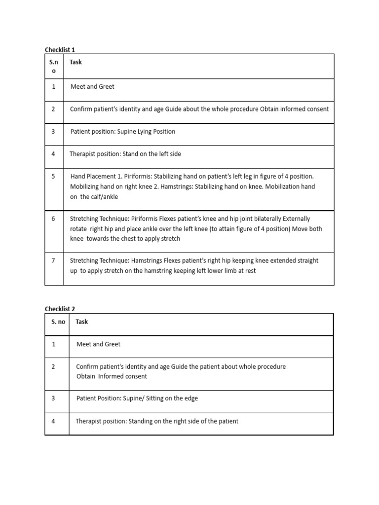 OSCE Sample Checklist | PDF | Knee | Anatomical Terms Of Motion