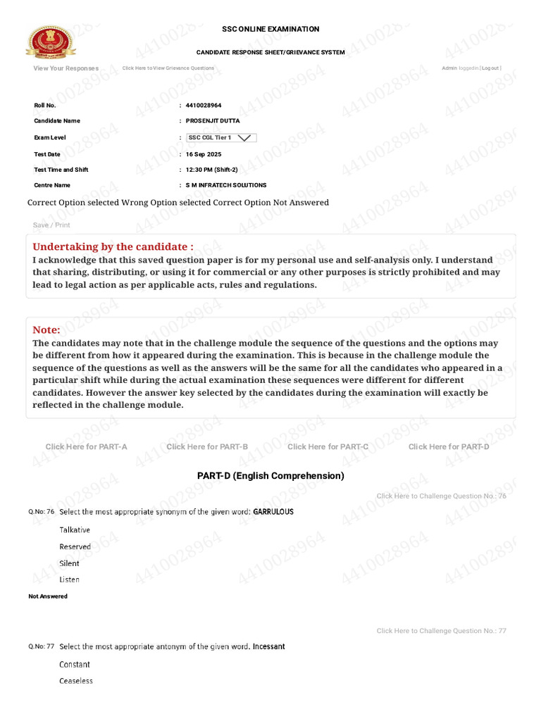 CGL Response Sheet | PDF | Evaluation Methods | Standardized Tests