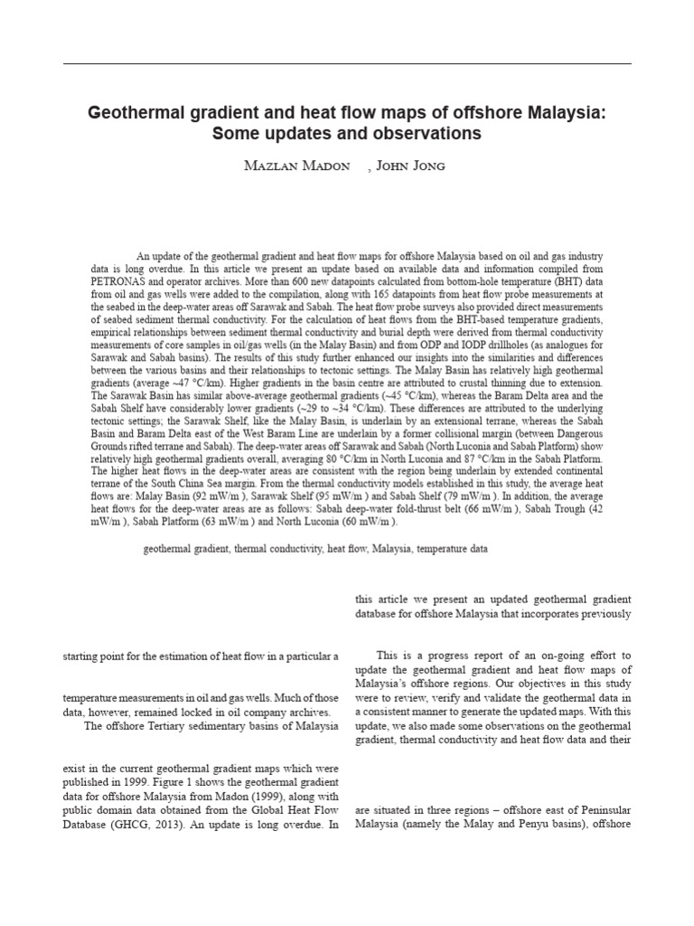 Malaysia GeoThermal Gradients PDF | PDF | Malaysia | Continental Shelf