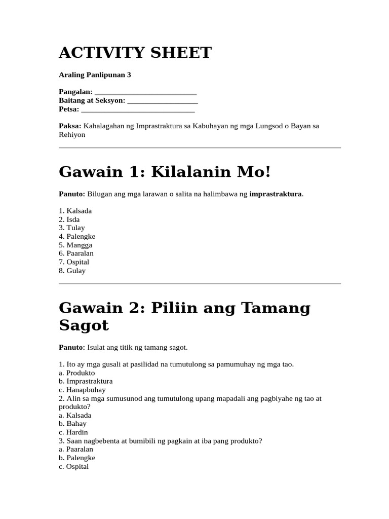 Activity Sheet | PDF