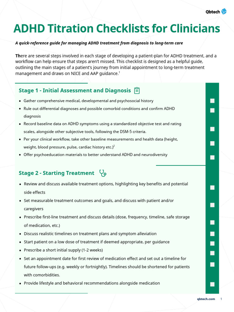 ADHD Titration Checklist For Clinicians | PDF | Attention Deficit ...