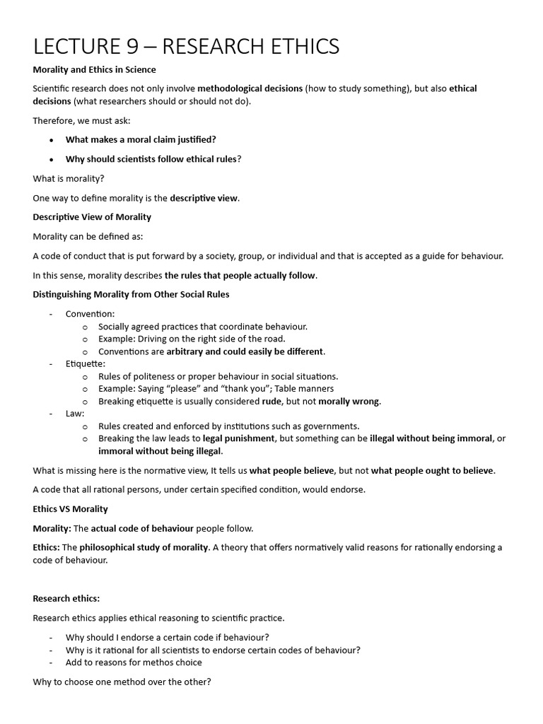 Lecture 9 and Lecture 10 | PDF | Virtue Ethics | Morality